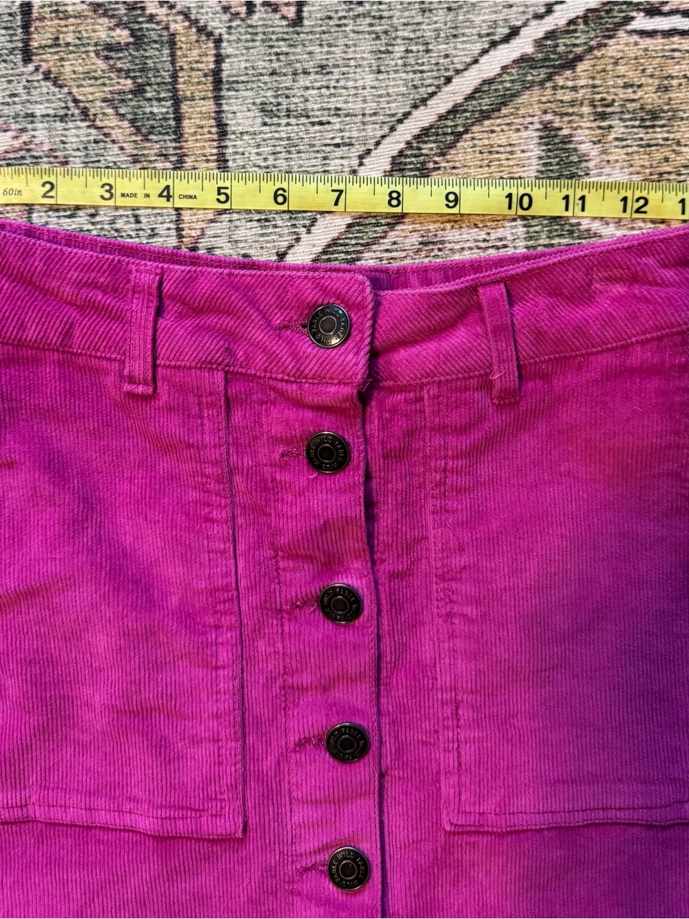 Wild Fable Button-Front Magenta Corduroy Mini Skirt Size 6 - Picture 4 of 7